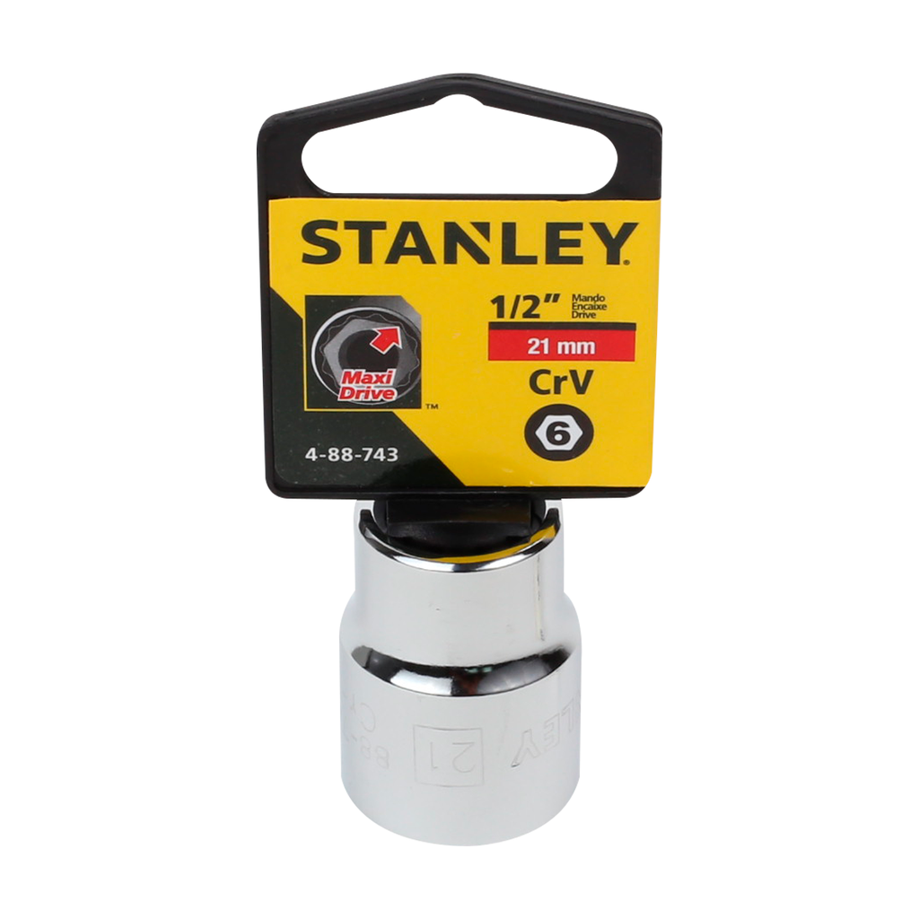 DADO HEXAGONAL DE 1/2" DE 6 PUNTAS, 21 MILIMETROS, MARCA STANLEY, MODELO 4-88-743