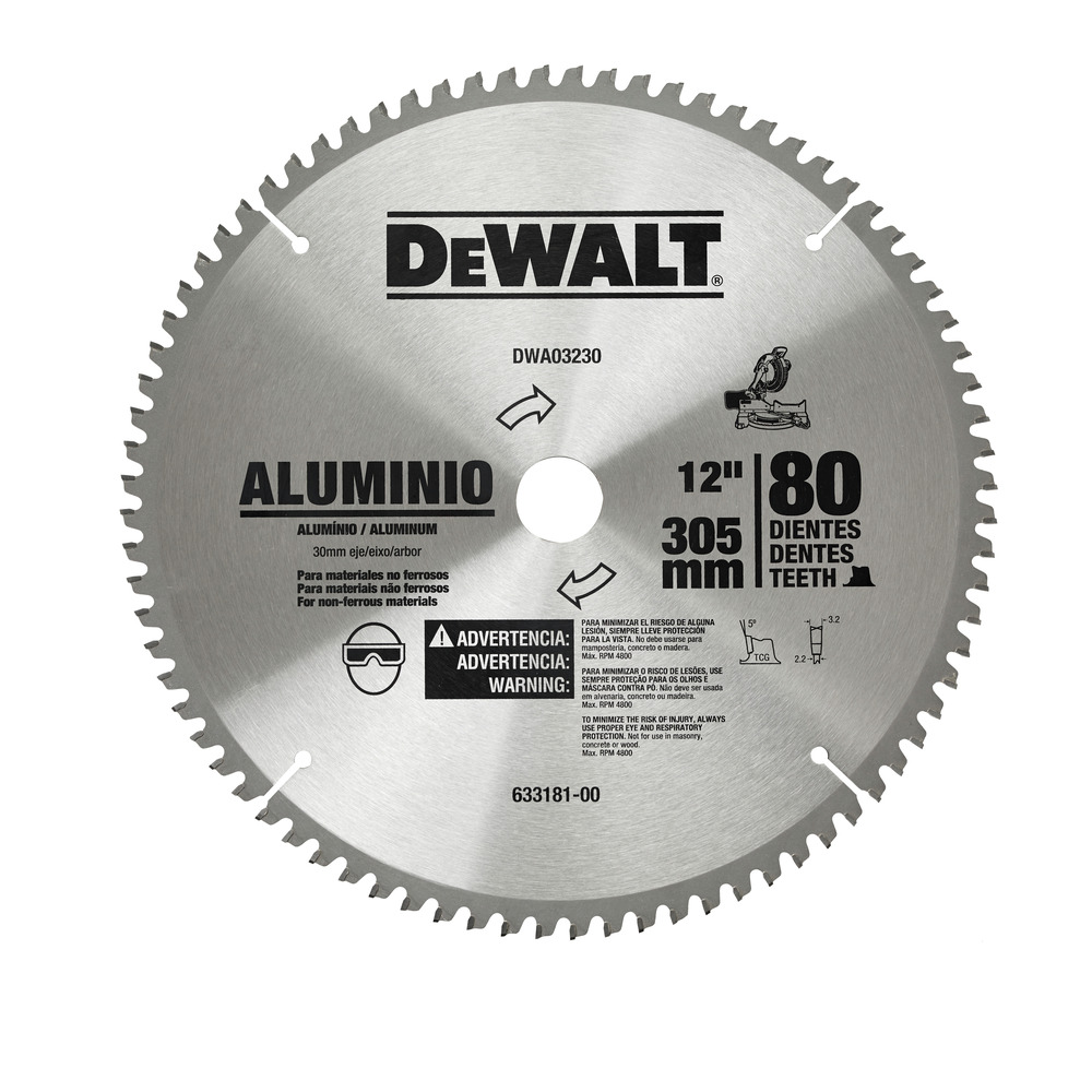 DISCO PARA SIERRA DE 12" 80T, MARCA DEWALT, MODELO DWA03230