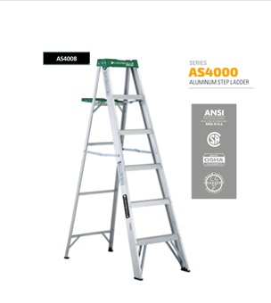 ESCALERA TIPO A DE 8 PIES, ALUMINIO, 225 LB. MARCA LOUISVILLE