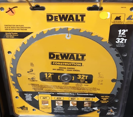 DISCO PARA SIERRA DE 12" 32T, MARCA DEWALT, MODELO 3123