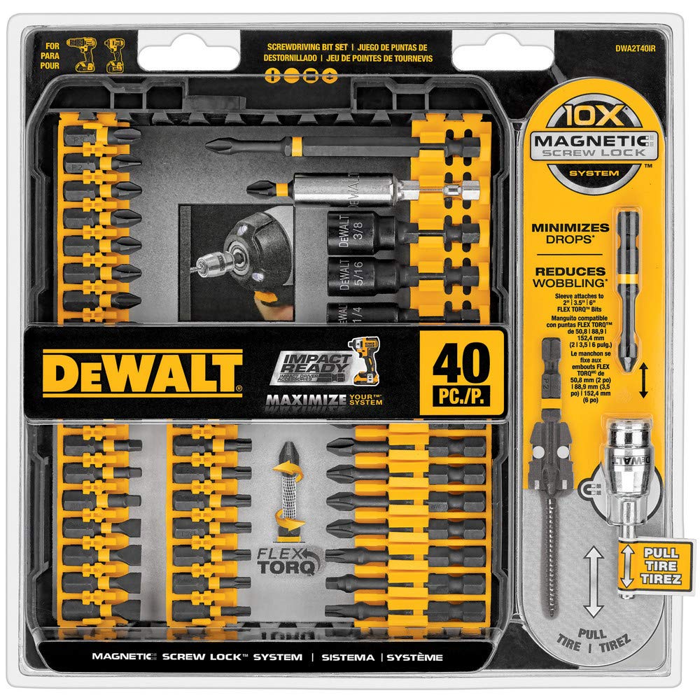 JUEGO DE PUNTAS PARA DESTORNILLADOR, DE 40 PIEZAS, MARCA DEWALT, MODELO DWA2T40IR