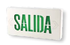 LAMPARA DE EMERGENCIA LED E-50G,  ROTULO DE SALIDA, LETRAS VERDES,  1W, 230 LUMEN, 6500K, 120-277V, 25000 HRS, 90MIN, MARCA SYLVANIA, MODELO P24589-15