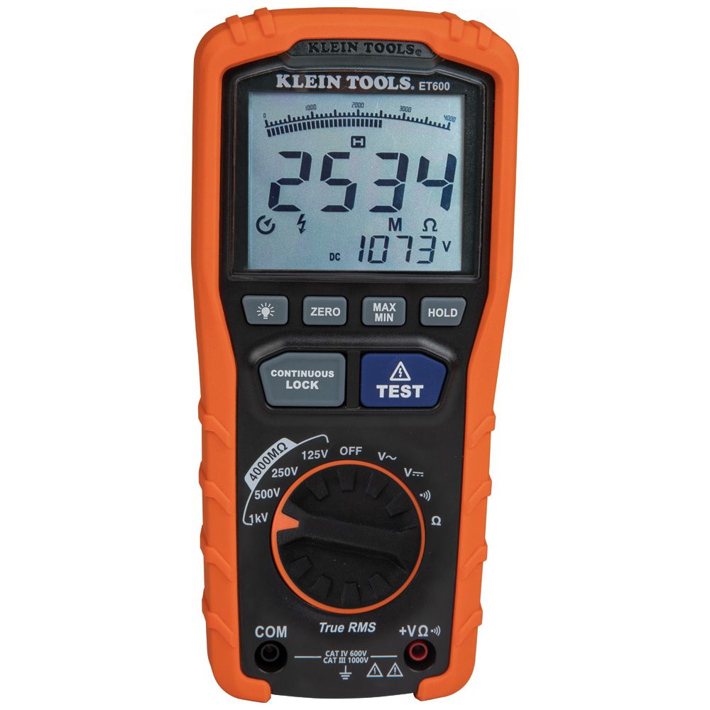 MEDIDOR DE RESISTENCIA DE AISLAMIENTO 1000V, MARCA KLEIN TOOLS, MODELO ET600