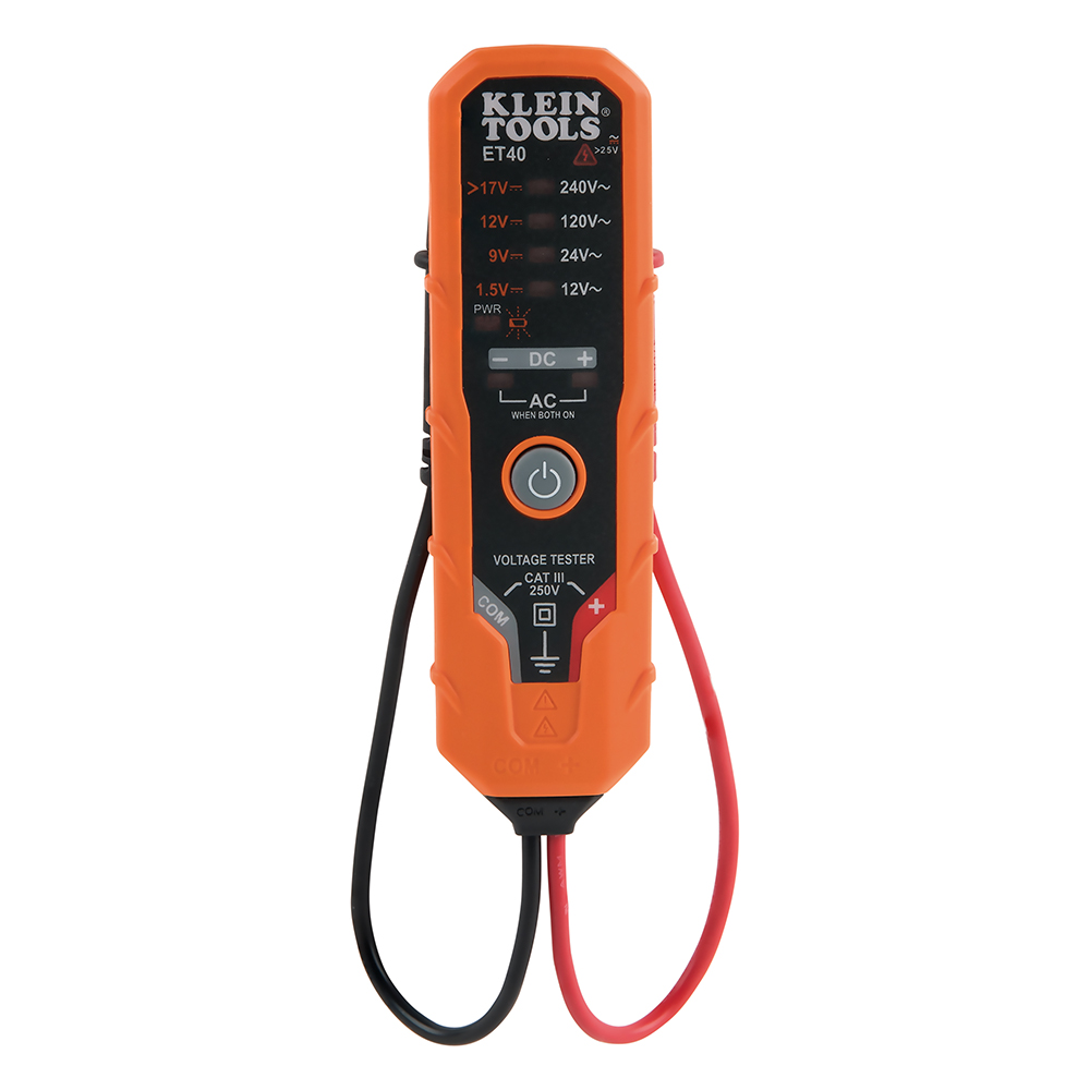 PROBADOR DE VOLTAJE Y POLARIDAD, AC/DC 12-240V, MARCA KLEIN TOOLS, MODELO ET40