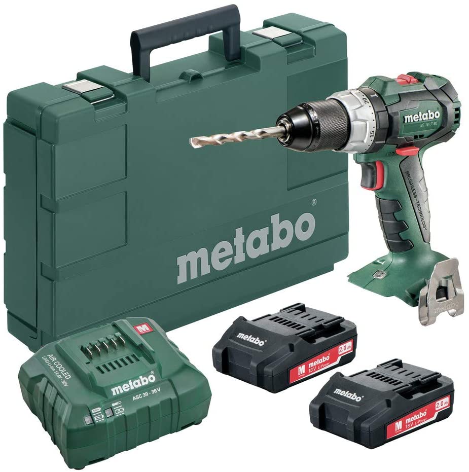 KIT DE TALADRO ATORNILLADOR INALAMBRICO BS 18 LT BL, MARCA METABO, MODELO 602325520: 2 BAT 2AH+CARG+METABOX