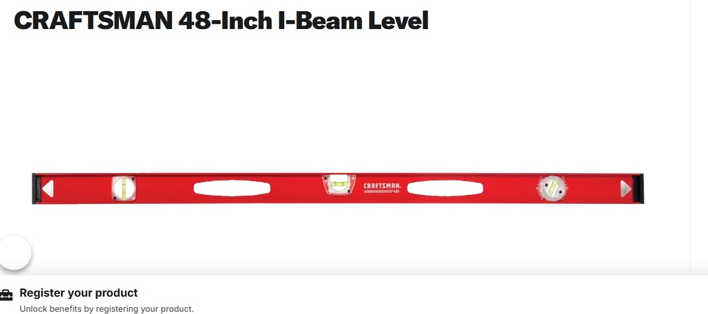 NIVEL DE BURBUJA DE 48", MARCA CRAFTSMAN, MODELO CMHT82345