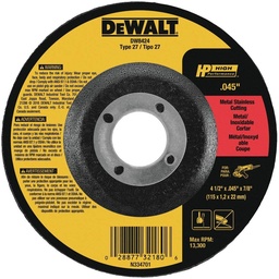 [DW8424] DISCO PARA CORTE DE METAL DE 4-1/2"X0.45"X7/8", MARCA DEWALT, MODELO DW8424