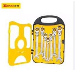 [BS431607] JUEGO DE LLAVES COMBINADAS CON TRINQUETE EN UN EXTREMO, DE 7 PIEZAS, DE 10 A 19 MM, MARCA BOSI TOOLS, MODELO BS431607