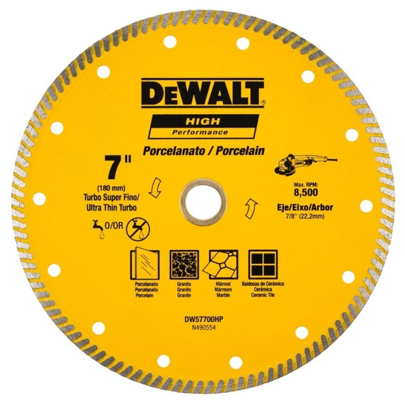 DISCO PARA CORTE DE PORCELANATO DE 7", DIAMANTADO, MARCA DEWALT, MODELO DW57700HP