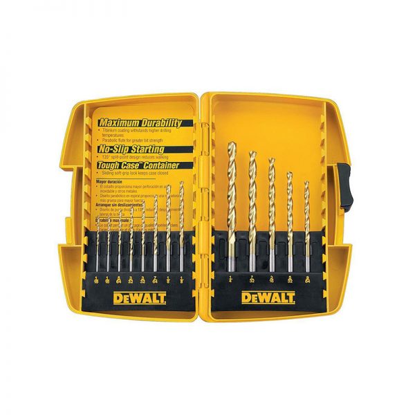 JUEGO DE BROCAS PARA METAL DE TITANIO, DE 13 PIEZAS, DE 1/16" A 1/4", MARCA DEWALT, MODELO DW1363