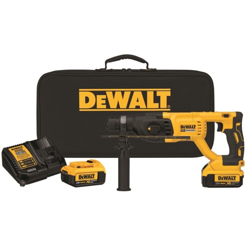 KIT DE ROTOMARTILLO COMBINADO SDS PLUS DE 1" 20V, INALAMBRICO, 20V MAX, 2.6J, MARCA DEWALT, MODELO DW-DCH133M2-B3: 2 BAT 4AH + CARG + BOLSO