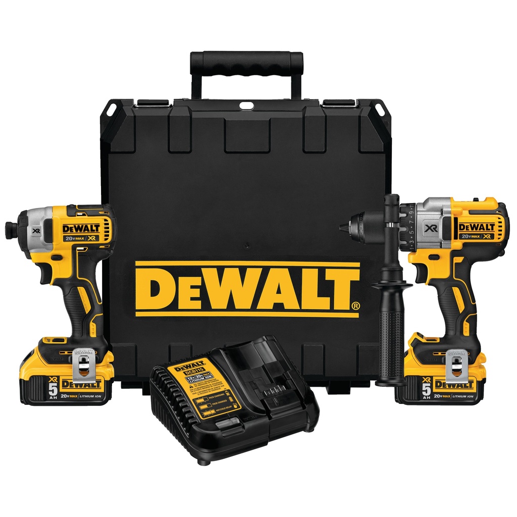 KIT TALADRO PERCUTOR + TALADRO ATORNILLADOR DE IMPACTO, MARCA DEWALT, MODELO DCK299P2, INCLUYE: 2 BAT 5AH + CARG + ESTUCHE