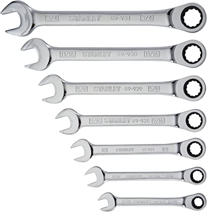 JUEGO DE LLAVES COMBINADAS CON TRINQUETE, DE 6 PIEZAS, DE 3/8" A 3/4", MARCA STANLEY, MODELO 94-542W