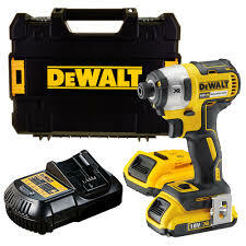 KIT DE TALADRO ATORNILLADOR DE IMPACTO DE 1/4" INALAMBRICO 20V, 1825 LBS-PIE, MARCA DEWALT, MODELO DCF887D2-B3: 2 BAT 2AH + CARG + ESTUCHE