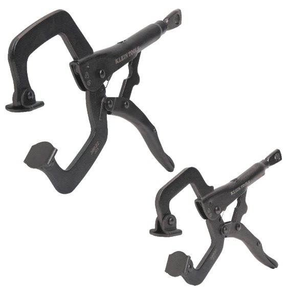 JUEGO DE PINZAS DE PRESION EN C, CON MORDAZAS GIRATORIAS, DE 15 Y 28 CM, DE 2 PIEZAS, MARCA KLEIN TOOLS, MODELO 38662