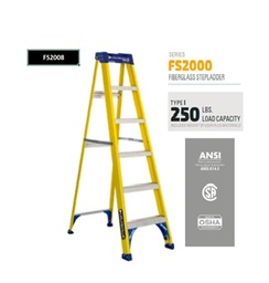[LOUISVILLE-FS2008] ESCALERA TIPO A DE 8 PIES, FIBRA DE VIDRIO, 250 LB. MARCA LOUISVILLE