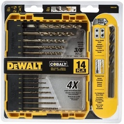 [DWA1240] JUEGO DE BROCAS PARA METAL DE COBALTO, DE 14 PIEZAS, DE 1/16" A 3/8", MARCA DEWALT, MODELO DWA1240