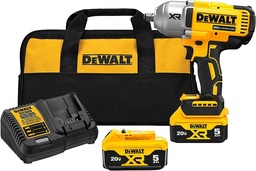 [DW-DCF900P2] KIT DE LLAVE DE IMPACTO DE 1/2" INALAMBRICA 20V, ALTO TORQUE, 1400 LBS-PIE, MARCA DEWALT, MODELO DCF900P2: 2 BAT 5AH + CARG + BOLSO